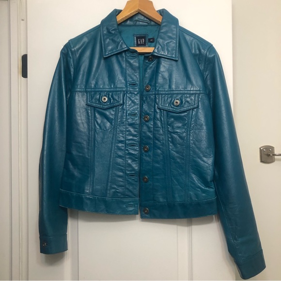 Blue gap leather jacket - Picture 1 of 5